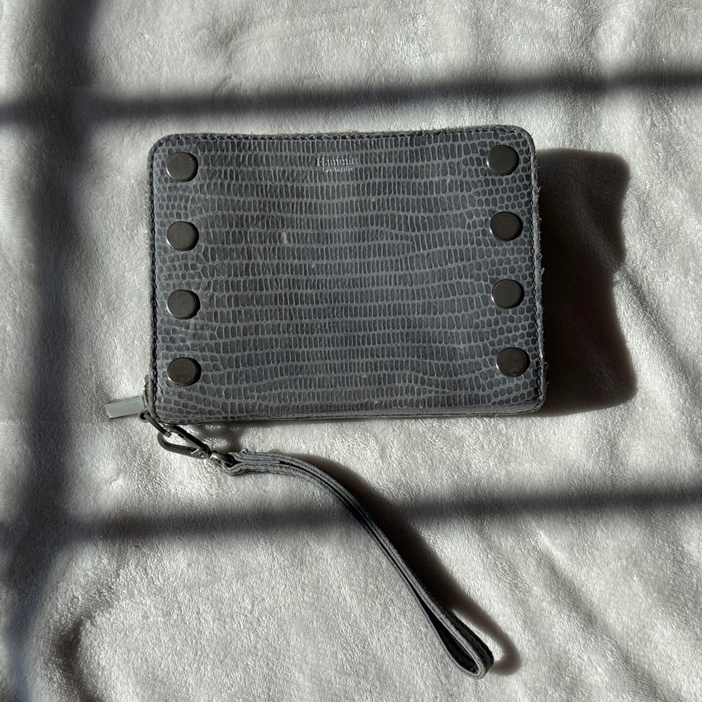 Hammitt Gray Textured Wristlet with Studs